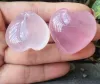 Natural Rose Quartz Heart Shaped Pink Art Crystal Carved Palm Love Healing Gemstone Lover Gife Stone LL