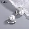 Studörhängen 925 Sterling Silver Trendy Pearl Statement For Women Girls Wedding Engagement Fashion Jewelry