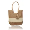 Hip Shoulder Bags Womens Large Beach Bag Woven Handbag Single Shoulder Machine Grass Tote Herringbone Pattern 240311