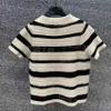 Women Dress Knits Set Striped Casual Short Sleeve Skirts Tops Outfits Designer Polo Knitted Dresses Sets