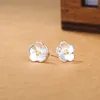 Stud Earrings Simple 925 Sterling Silver Spring Cherry Blossom Fine Jewelry For Women Party Gift