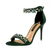 HBP Non-Brand Chaussure Dame Green Rhinestone New Trendy Stiletto High Women Sexy and Elegant Summer Heels