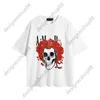 Tik Tok Influencer Samma designer Brand Pure Cotton Mens Fashion Skull Head Rose Black White Print High Quality Funnlig Loose Short Sleeve T-shirt