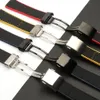 22mm 24mm Black Bracelet Nylon Silicone Rubber Watch Band Stainless Buckle For Fit Brei-tling Watch Strap175V