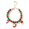 Chain 2022 Fashion Red Green Christmas Themed Bracelet for Women Anta Claus Hand Chain Crutch Reindeer Bracelet Party Jewelry GiftsL24