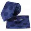 Designer slips siden manschettknappar set blå mönster formell affär bröllop fyrkantig halsduk {kategori}