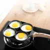 Pans 2024 4 Hole Omelet Pan for Burger Eggs Ham Pancake Maker Wooden Handle Pott Pot Bufff Breakfast