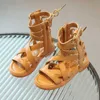 HBP Non-Brand Children Girls Gladiator Shoes Summer New Arrival Baby Fashion Princess Style Leather Sandals