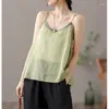 Damenwesten Weste für Frauen Strapsoberteile Baumwolle Leinen Dünne koreanische Mode Vintage lässig ärmellose lose Tanks Kleidung Outer