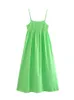 Abito Donna Verde a righe Slip Midi Donna Estate Spaghetti Strap Sexy Backless Strappy Beach Lungo es 210519