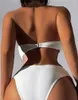 Kvinnors badkläder 2024 Stylish White 3D Flower Swimsuit 2st Bikini Swimming Suits