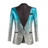 Discoloration Sequin Shawl Collar Tuxedo Suit Blazer Men Wedding Groom Singer Prom Glitter Suit Jacket DJ Club Stage Blazer 240313