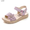 Sandali Sandali per ragazze 2023 Scarpe estive per bambini Con suola morbida antiscivolo Per bambini Fiore Perle Scarpe da spiaggia Sandali principessa moda C24318