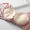 Bras Push Up Bh för kvinnor Sexig blommig spets braltett trådlös mjuk mässa vadderad komfort liten bröst samlad kvinnlig underkläder