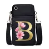 Çanta cep telefonu 26 İngilizce Alfabe Çiçeği Kadın Haberci Asma Boyun Para Çantası Retro Moda Çantası Crossbody