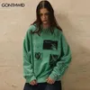 رجال الرجال للرجال Sweatshirts عتيقة Sweatshirt الهيب هوب التطريز الرسم البياني المغطى هوديي الشارع الشارع الشرير فضفاضة 24318