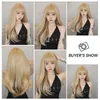 Synthetic Wigs Blonde Wavy Long Wigs with Bangs Natural Highlight Soft Wigs Daily Party High Density Synthetic Fake Hair High Temperature Fiber 240329