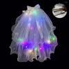 Hair Accessories Mesh Clip Fashion Hairpin Bridal Bow Veil Pearl LED Light Bride Wedding Crown Korean Headwear