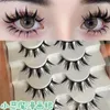 Cílios postiços manga cílios 5 pares 3d natural cosplay cruz preto olho cílios extensão ferramentas de maquiagem