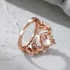 Fedi nuziali Classica corona a cuore per donna Oro rosa Intarsio color argento Zircone bianco Promessa Fasce di fidanzamento Regali per la festa della mamma