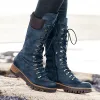 أحذية بالإضافة إلى حجم أحذية المرأة 2022 من جلد الغزال Midcalf Boots أزياء الدانتيل Up Knight Boots النساء الشتاء الكعب السود