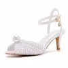 Sandaler Maogu 6cm Fish Mouth High Heeled Sandals Wedding Bride Luxury Designer Shoes Heels Heels Pearl Sandal Ladies Shoe Stor storlek 43