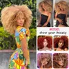 Synthetic Wigs Short Hair Blonde Wigs Afro Kinky Curly Wig With Bangs For Black Women Cosplay Lolita Synthetic Natural Glueless Brown Mixed 240329