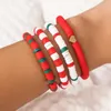 Chain Trend New Colorful Letter Polymer Clay Bracelet for Women Girls Elastic Soft Pottery Handmade Wove Bangle BFF Christmas GiftsL24