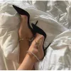 Boots Crystal Sequined Women Pumps Elegant Thin High Heels Spring Summer Fashion Chains Party Shoes Sexiga bröllop Brudskor