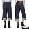 Jeans pour femmes Mode Esigner Femme Droite Coton Lâche Pantalon de neuf minutes Jambes roulées Drop Livraison Vêtements Vêtements Otyvv