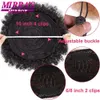 Synthetische pruiken Groot Afro Synthetisch Bladerdeeg Trekkoord Paardenstaart 10 inch Kort Kinky Krullend Haar Paardenstaarthaar met 2 clips 240329