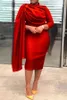 Casual Dresses Elegant Ruched Party Pencil Dress Women Solid Ruffle Cleated Cloak Sleeve Bodycon Evening Wedding