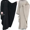 Vêtements ethniques Modeste Islamique Mode Bat Manches Robe Dubaï Turquie Eid Femmes Musulmanes Robe Plaine Arabe Moyen-Orient Ramadan Femme Kaftan