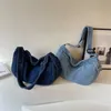 Denim Womens Bag Jeans Shoulder Cross Canvas Messenger Y2K Big Size Eco Korean Shopper Hobos Student Handväskor 240305