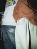 Japonês baggy rua coroa retro jeans lavado bordado graffiti calças de skate reta y2k hip hop casual casal calças 240311