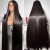 Syntetiska peruker 40 tum 13x4 Spets främre ben rakt mänskligt hår peruk 250 densitet 13x6 PRE PLUCKED HD Transparent frontal brasiliansk peruk för kvinna 240328 240327