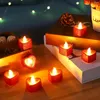 Mum tutucular 24pc romantik parıltı kalp Led kırmızı alevsiz aşk tealight tatil dekorasyonu