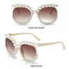 Lunettes de soleil rondes en perles pour femmes, tendance, protection UV400, nuances surdimensionnées, lunettes de fête pour la plage, les voyages, le streetwear