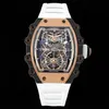 21-02 Motre Be Luxe Hollow Tourbillon Mechanical Movement Carbon TPT Kolfiber och Titanium Case Luxury Watch Men Watches armbandsur Relojes 01