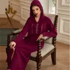 Etnische Kleding Bordeaux Retro Moslim Jurken Mode Luxe Ramadan Abaya 2024 Musulman Islamitische Midden-oosten Chiffon Gewaad