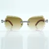 Verres de lunettes de soleil à la mode micro coupés avec diamant XL 8300817 avec bois rouge naturel taille 18-135 mm