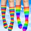 Chaussettes d'été pour femmes, imprimé coloré intéressant, unisexe, Harajuku, personnalisé arc-en-ciel, bas doux et confortables