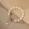 Link Bracelets EVACANDIS Handmade Simple Vintage Natural Pearl Bracelet For Women Adjustable Baroque Golden OT Clasp Fashion Gift