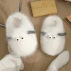 Chinelos animados engraçado casa chinelo feminino inverno fofo casa sapatos com olhos mulher diversão animal novidade indoor slides scuff