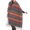 Halsdukar lyxiga bohemiska geometriska våg tofs halsduk kvinnor vinter fall varm sjal wrap lady kamouflage mode mångsidig