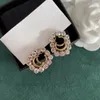 Luxury Designer High Quality Crystal Letter Earrings 14k gold vintage earrings women's wedding party gift jewelry