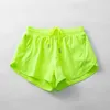 Lu Lu Yoga Lemon Shorts Kvinnor Algin Sport Hoty Hot Shorts Hög midja Track som kör leggings sidofickor Anti Glare Elastic Slimming Pant Tights