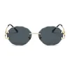 Solglasögon Trendy Gradient Woman Men Summer Rimless Sun Glasses Oval Fashion Brand Designer Shades Outdoor UV400