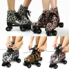 Schuhe Roller Skate Schuhe Quad 4 Räder Blitz Inline Skates Erwachsene Doppelreihe Roller Schuhe Patins PU Leder Schieber Mikrofaser Sneaker