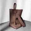 Sacos de noite Motingsome Minimalismo Moda Mulheres Bucket Bag Luxo Genuíno Bolsas De Couro E Bolsas Soft Bezerro Casual Tote 2024